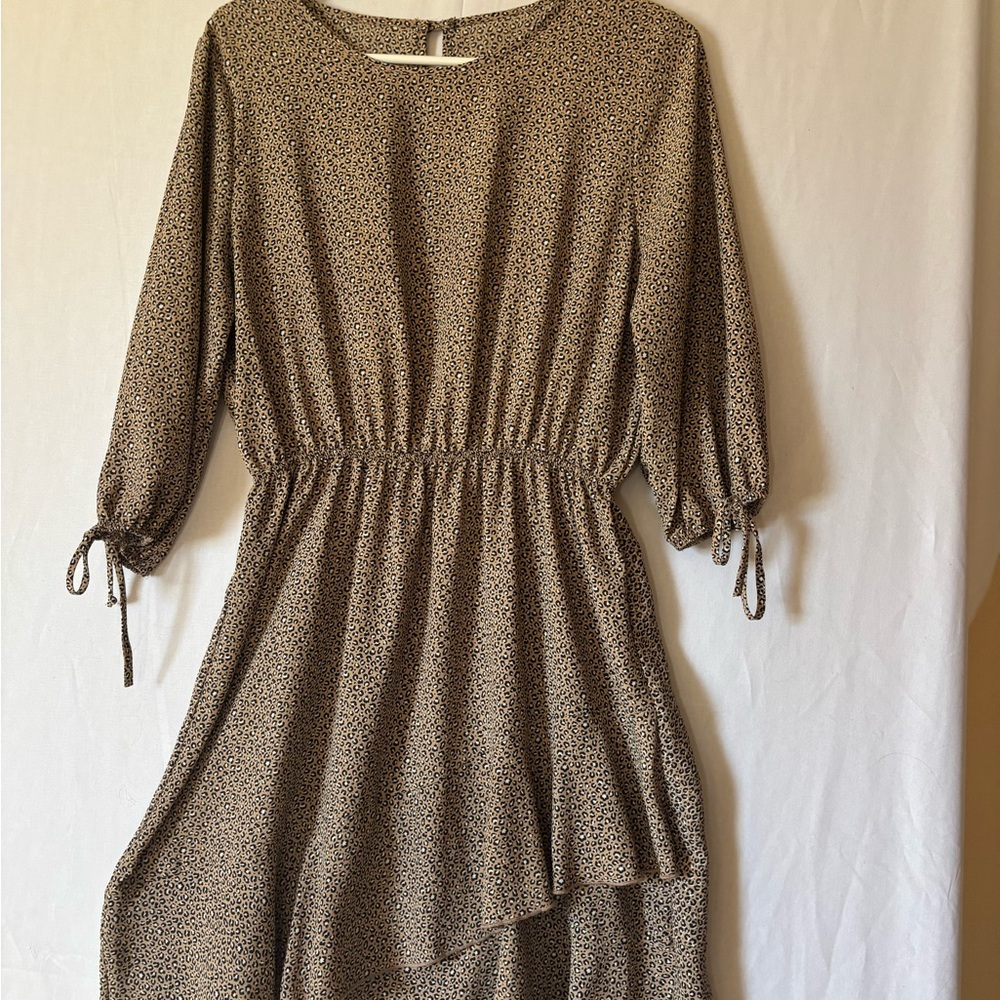 Brown Asymmetrical High Low Dress